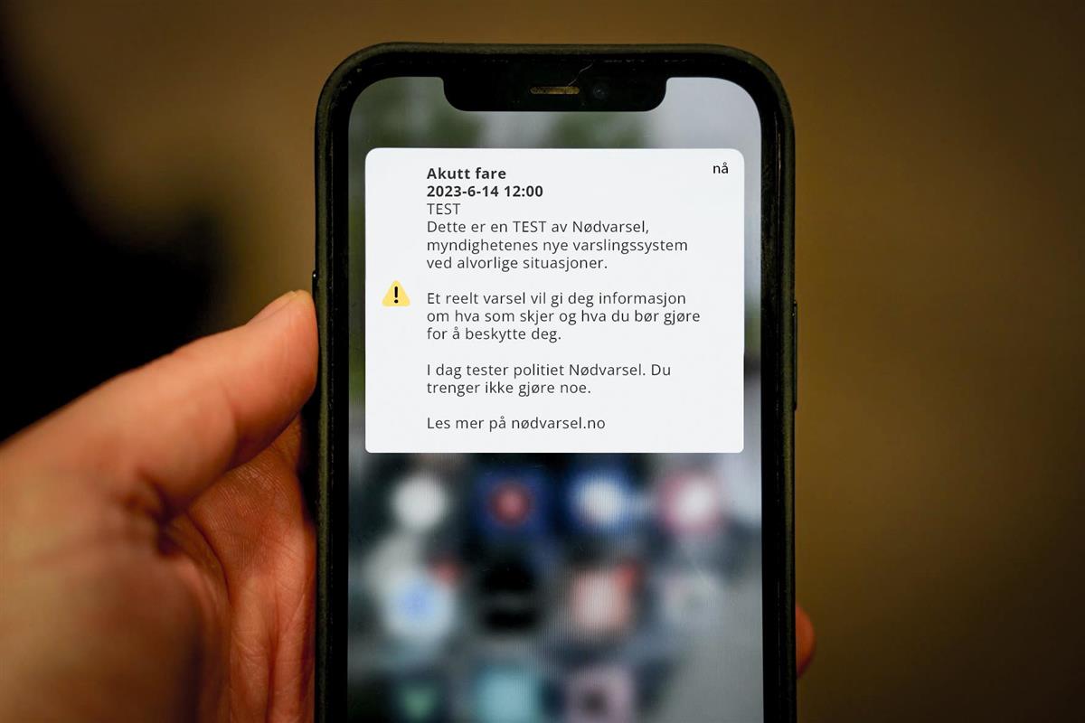 Mobil med varsel om akutt fare- det er en test!